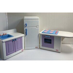 Vintage Little Tikes My Size Doll House Kitchen Set Sink Refrigerator Stove Oven